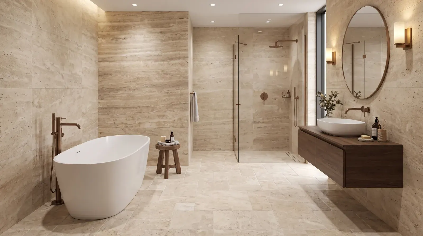 Bathroom — Beige Travertine